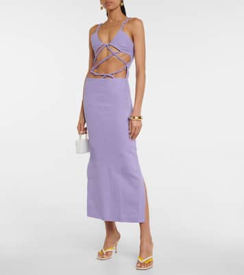 Ruched cutout linen midi dress | Christopher Esber