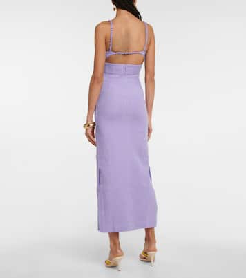 Ruched cutout linen midi dress | Christopher Esber