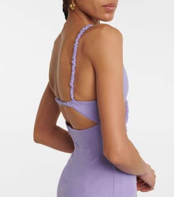 Ruched cutout linen midi dress | Christopher Esber