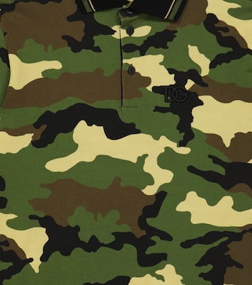 Camouflage cotton piqué polo T-shirt | Dolce&Gabbana Kids