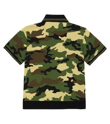 Camouflage cotton piqué polo T-shirt | Dolce&Gabbana Kids