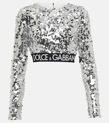 Logo sequined crop top | Dolce&Gabbana