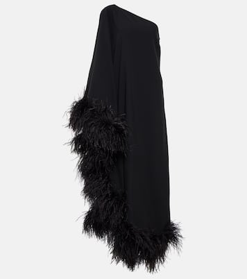 One-Shoulder-Robe Ubud mit Federn | Taller Marmo