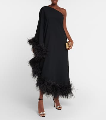 One-Shoulder-Robe Ubud mit Federn | Taller Marmo