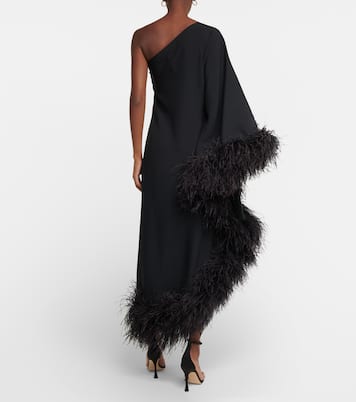 One-Shoulder-Robe Ubud mit Federn | Taller Marmo