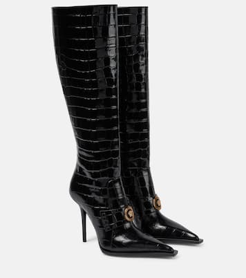 Botas altas de charol grabado | Versace