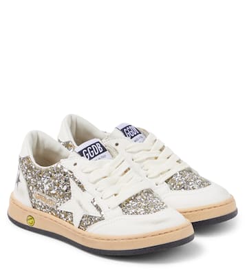 Sneakers Ball Star in pelle con glitter | Golden Goose Kids