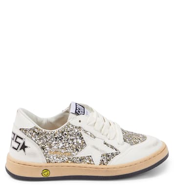 Sneakers Ball Star in pelle con glitter | Golden Goose Kids