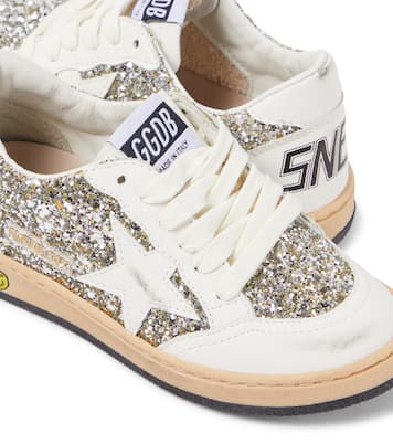 Sneakers Ball Star in pelle con glitter | Golden Goose Kids