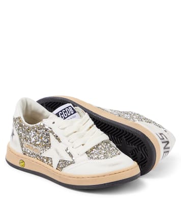 Sneakers Ball Star in pelle con glitter | Golden Goose Kids