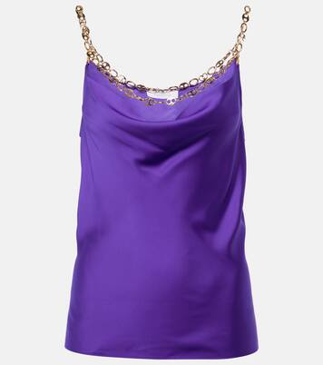 Cami chain detail satin top in purple Rabanne Mytheresa