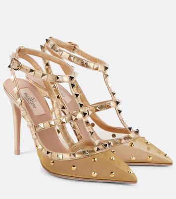 Verzierte Pumps Rockstud 105 mit Metallic-Leder | Valentino Garavani