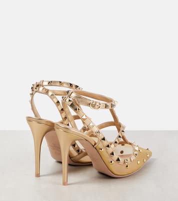 Verzierte Pumps Rockstud 105 mit Metallic-Leder | Valentino Garavani
