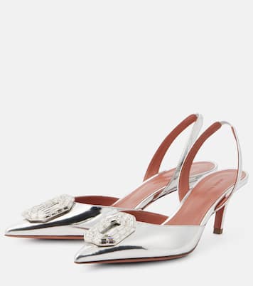 Slingback-Pumps Camelia 60 aus Metallic-Leder | Amina Muaddi