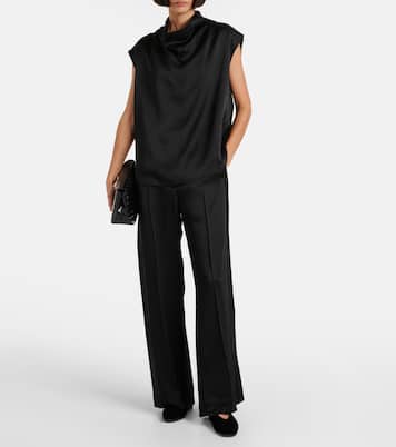Weite High-Rise-Hose aus Satin | Toteme
