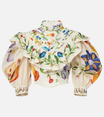 Blusa Flores in lino con stampa | Alémais