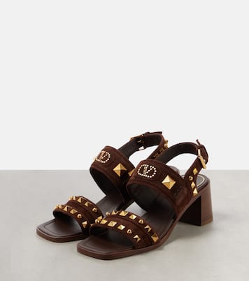 Sandales Plaster Caster Rockstud en daim | Valentino Garavani