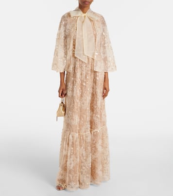 Embroidered caped gown | Self-Portrait