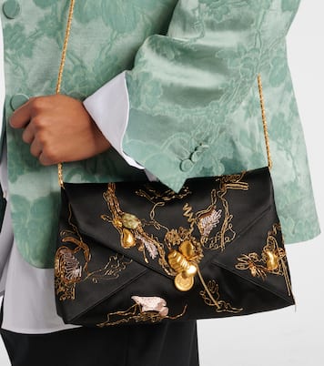 Borsa a spalla in raso con ricamo | Dries Van Noten