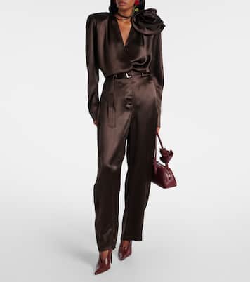Pantaloni regular in raso di misto seta | Magda Butrym