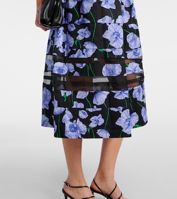 Floral belted cotton-blend midi dress | Carolina Herrera