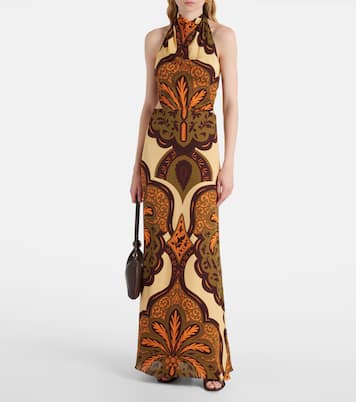 Halterneck printed silk maxi dress | Johanna Ortiz