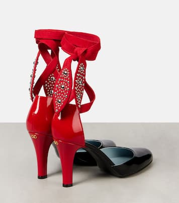 Escarpins Foliefoliage 85 en daim et cuir | Valentino Garavani