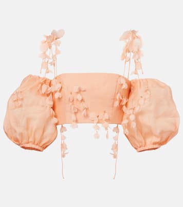 Crop top Dawning de lino y seda | Zimmermann