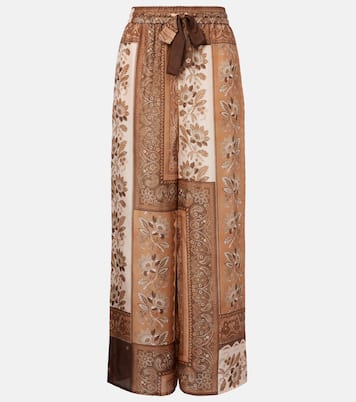 Pantalones rectos Lucky de seda estampados | Zimmermann