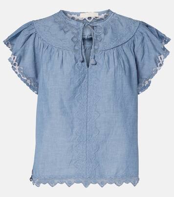 Effie lace-trimmed cotton top | Ulla Johnson