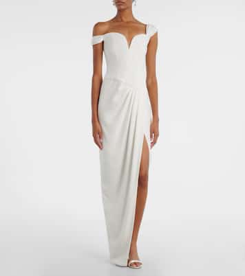 Bridal Off-Shoulder-Robe aus Crêpe | Alex Perry