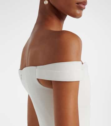 Bridal draped off-shoulder crêpe corset gown | Alex Perry