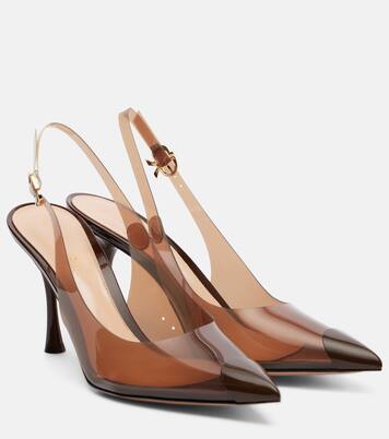Diana 95 leather-trimmed slingback pumps | Gianvito Rossi