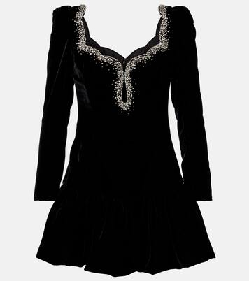 Minikleid Edie aus Samt mit Kristallen | Clio Peppiatt