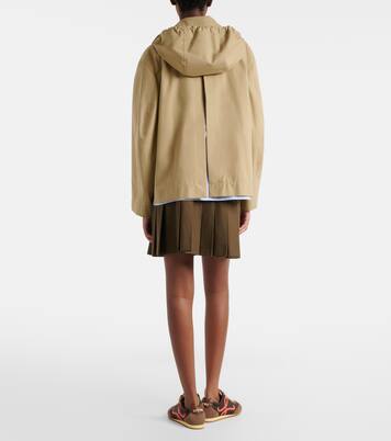 Leather-trimmed cotton-blend wrap skirt  | Loewe