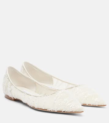 Love embellished mesh ballet flats | Jimmy Choo