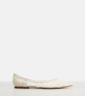 Love embellished mesh ballet flats | Jimmy Choo