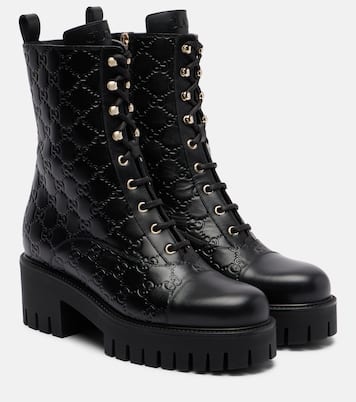 GG leather lace-up boots | Gucci