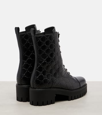 GG leather lace-up boots | Gucci