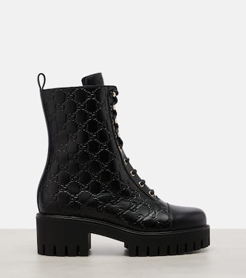 GG leather lace-up boots | Gucci