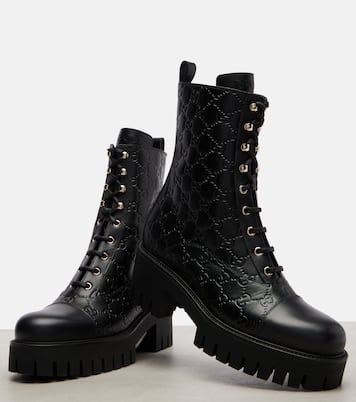 GG leather lace-up boots | Gucci
