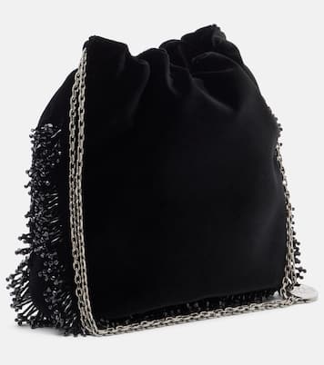 Pilgrim Mini beaded velvet bucket bag | Roger Vivier