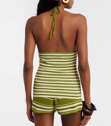 Citara striped halterneck cotton-blend top | Faithfull