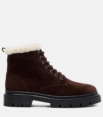 Henry shearling-lined suede combat boots | Staud
