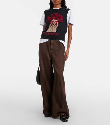 Printed wool-blend vest | Ganni