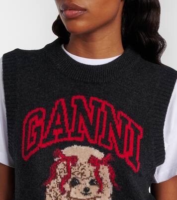 Printed wool-blend vest | Ganni