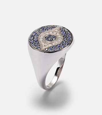 Anello Dawn Chevalier in oro bianco 18kt con diamanti e zaffiri | Ileana Makri