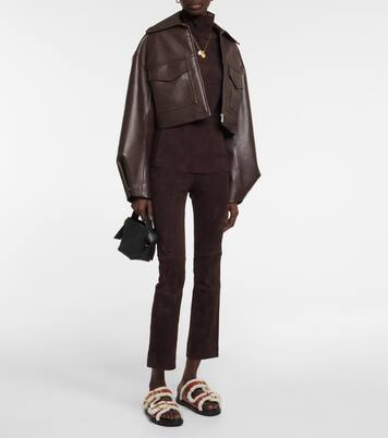 Malcolm turtleneck suede top | Stouls