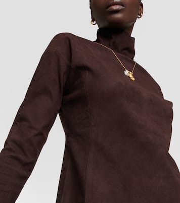 Malcolm turtleneck suede top | Stouls