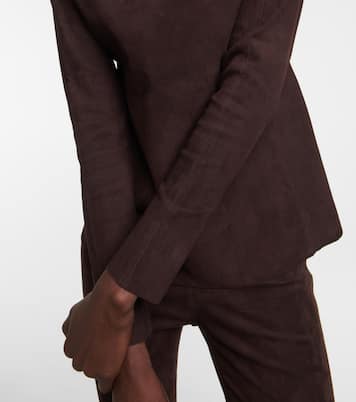 Malcolm turtleneck suede top | Stouls
